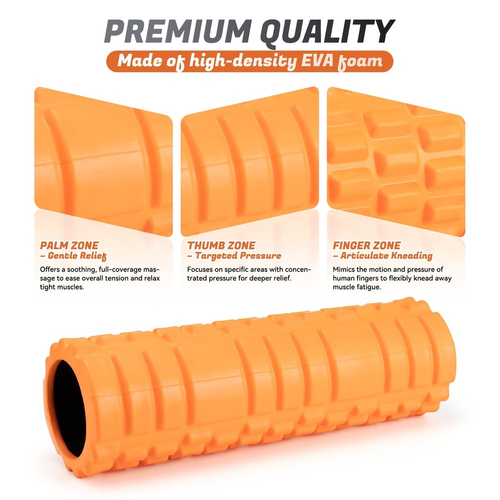 Foam Roller for Deep Tissue Massager, 18" Trigger Point Foam Roller, Patented...