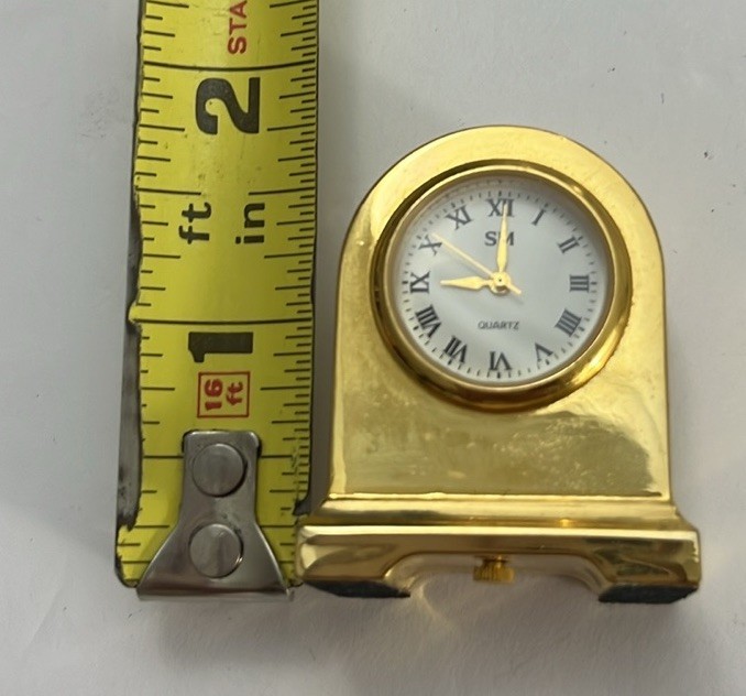 Vintage Miniature Clock Solid Brass Desk Clock Non Working