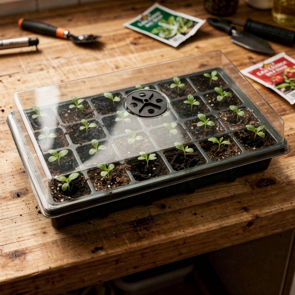 24XL Cell Seed Starter Tray with Dome-5 Pack 2'' Plug Seedling Trays(total 12...