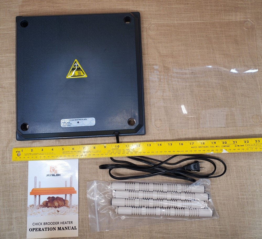 Pitalok Chick Brooder Heater 12" X 12" Adjustable Height Black