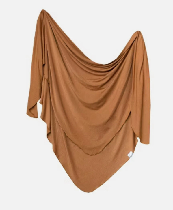 Copper Pearl Stretchable Swaddle Blanket 46"x46" - Solid Camel Color Soft