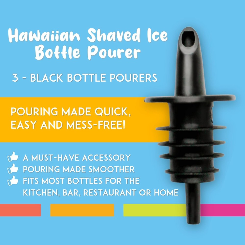 3 Pack Snow Cone Syrup Bottle Pourers