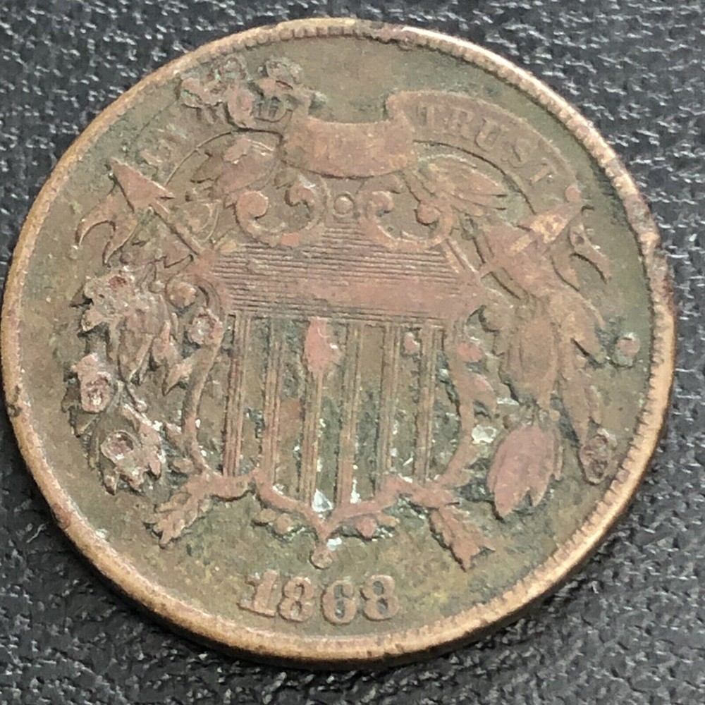 1868 Two Cent Piece 2c High Grade XF Details  #37675