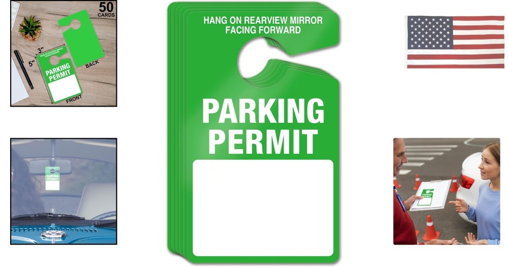 Better Office Products Parking Permit Hang Tags, 50 Pack, Poly Plastic Placar