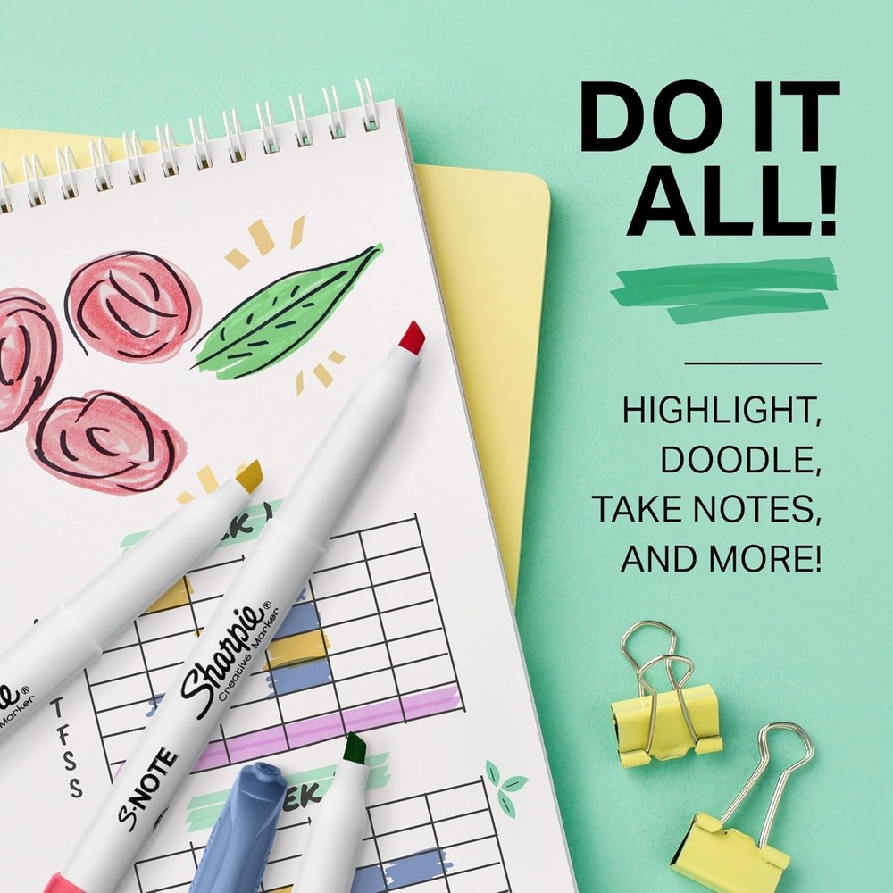 S-Note 24 Count Creative Markers & Pastel Highlighters - Chisel Tip Assortment