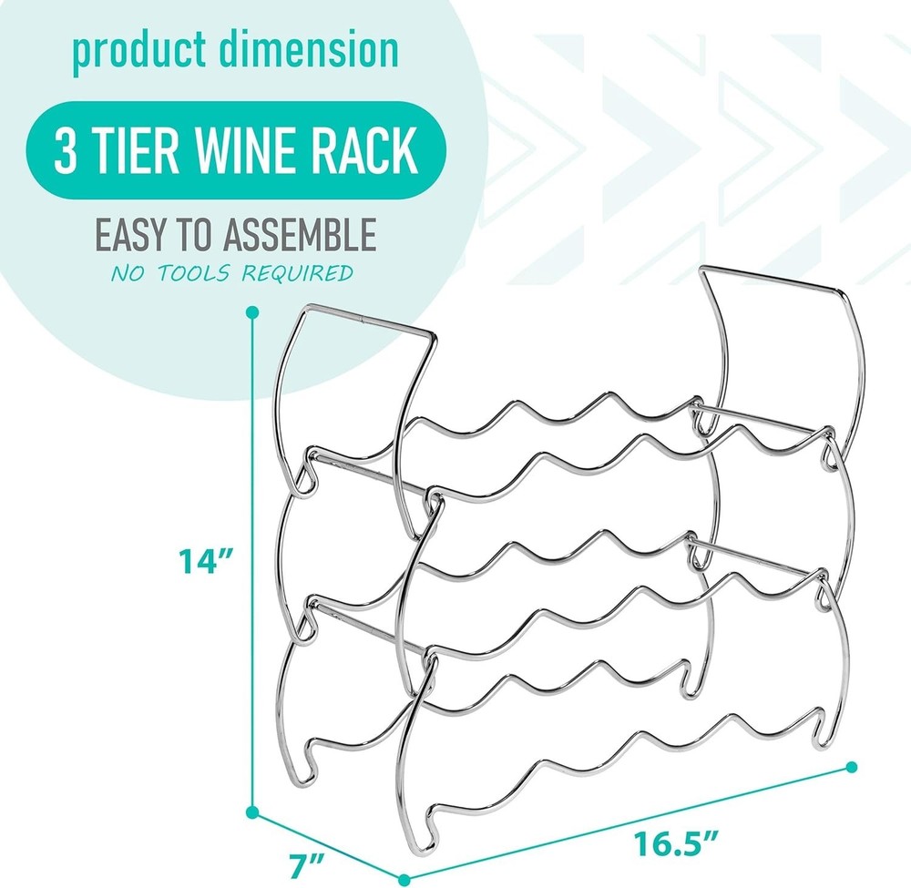 Metal Wine Racks Countertop - 3 Tier Stackable Wine Rack - Bottle Rack Holds ...