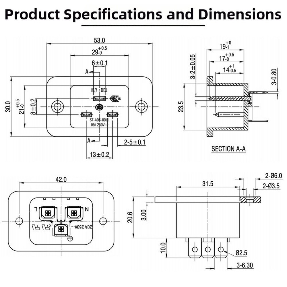 C20 Locking AC Power Socket 20 Amp 250 Volt for Energy Storage Systems