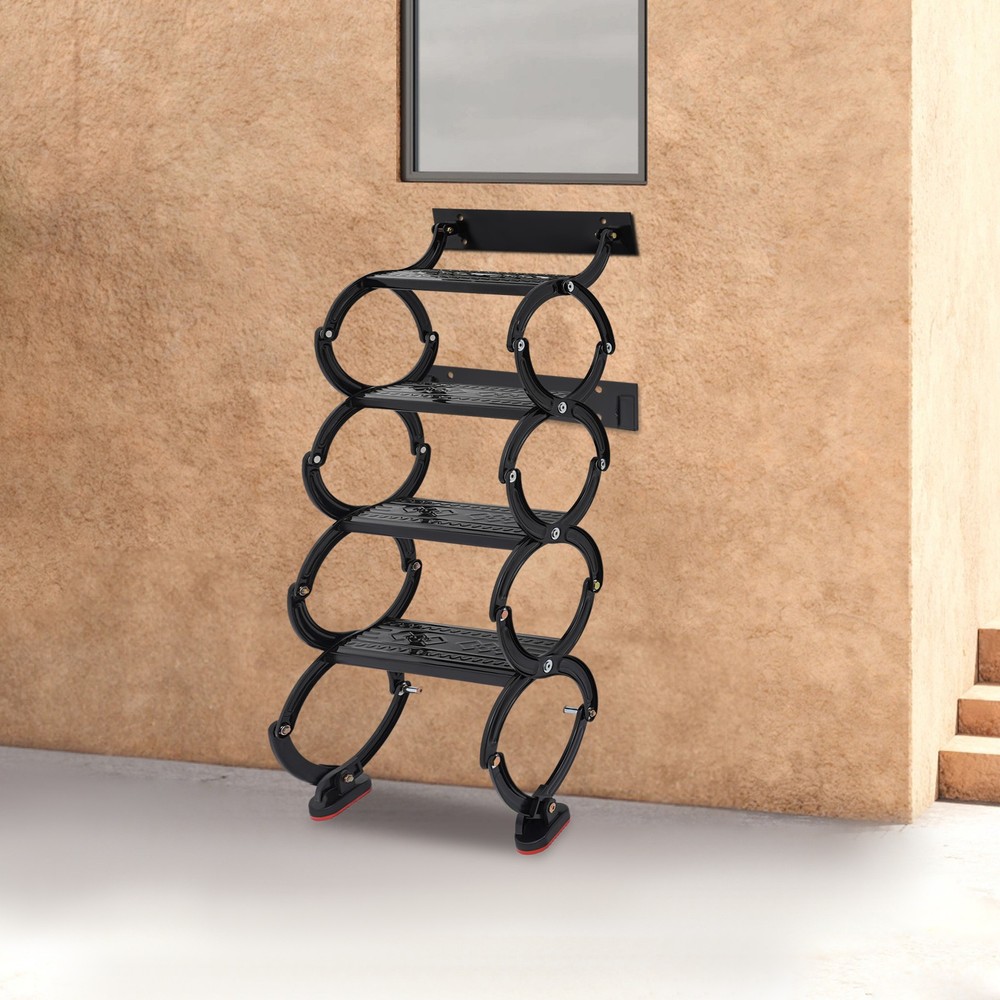 4 Steps Wall Mounted Attic Ladder, Pull Down Telescoping Step Ladder, Black New