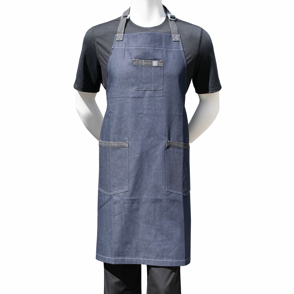 Chef Code 2-PACK 34" Denim Bib Apron with 3 Pockets CC531DNM
