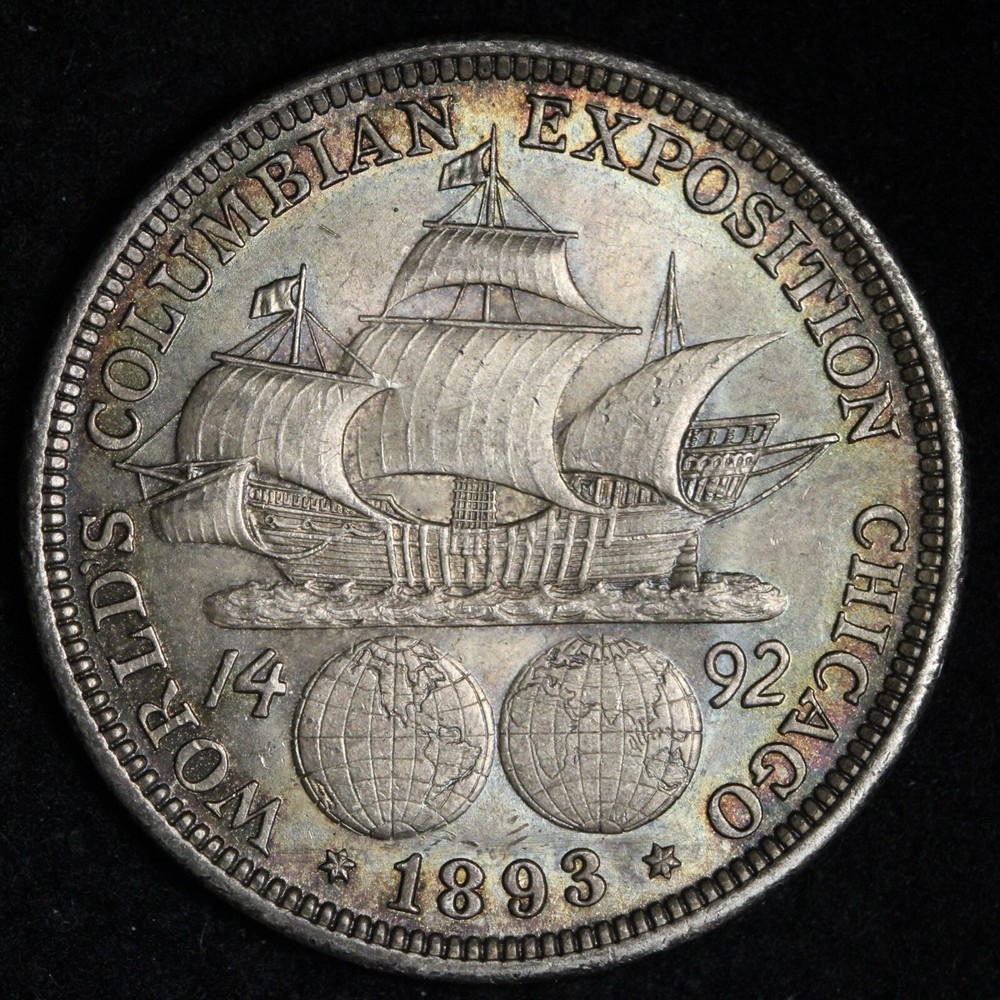 1893 Columbian Exposition Silver Half Dollar AU+ /UNC Toned E393 T