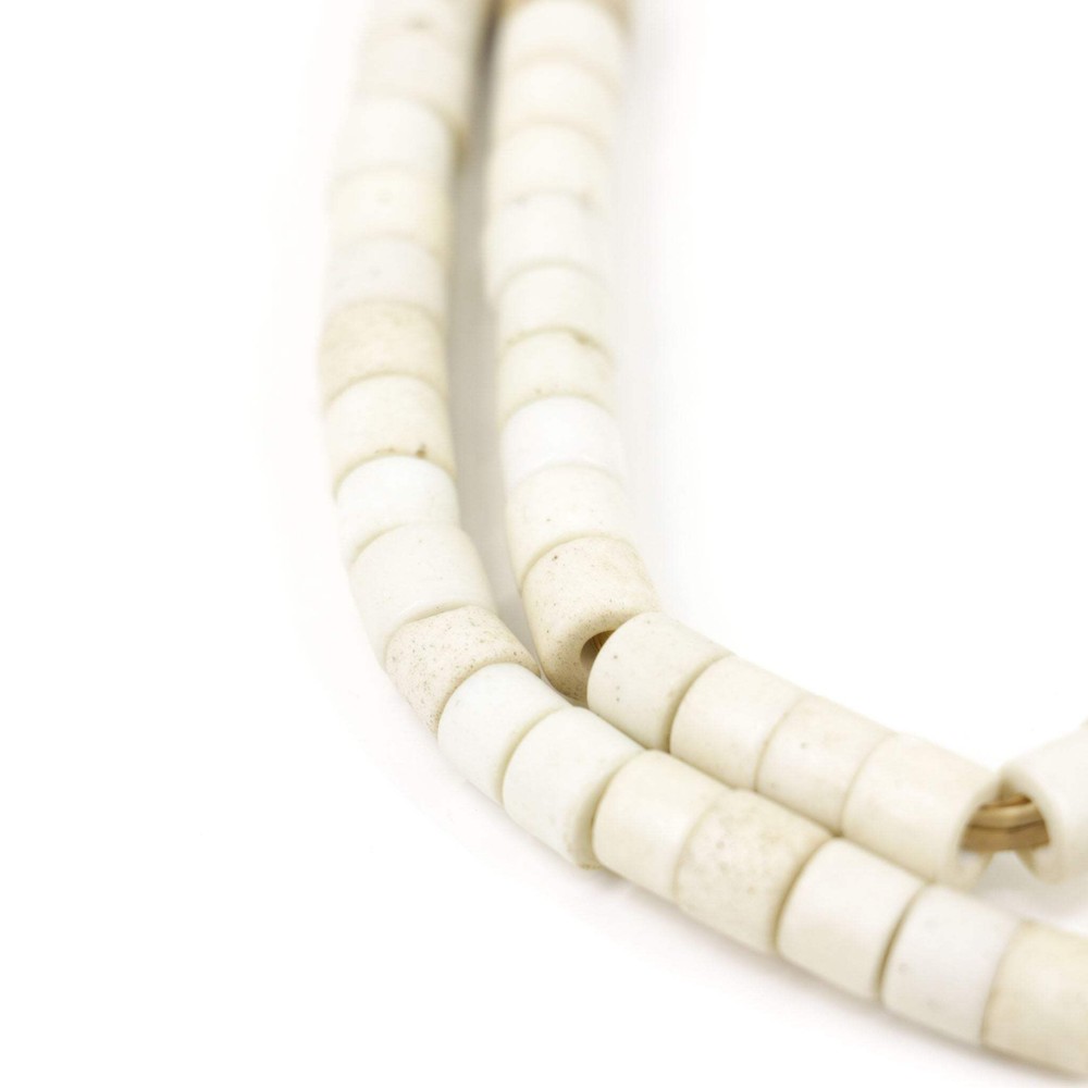 Goomba Porcelain Flat Edge White Trade Beads