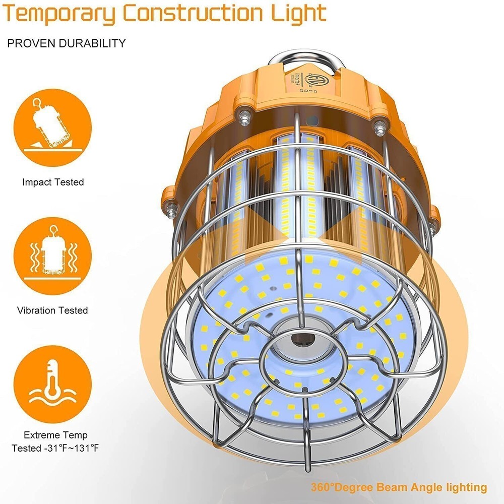 80W LED Temporary Work Light Hanging Construction JobSite Light 5000K Daylight