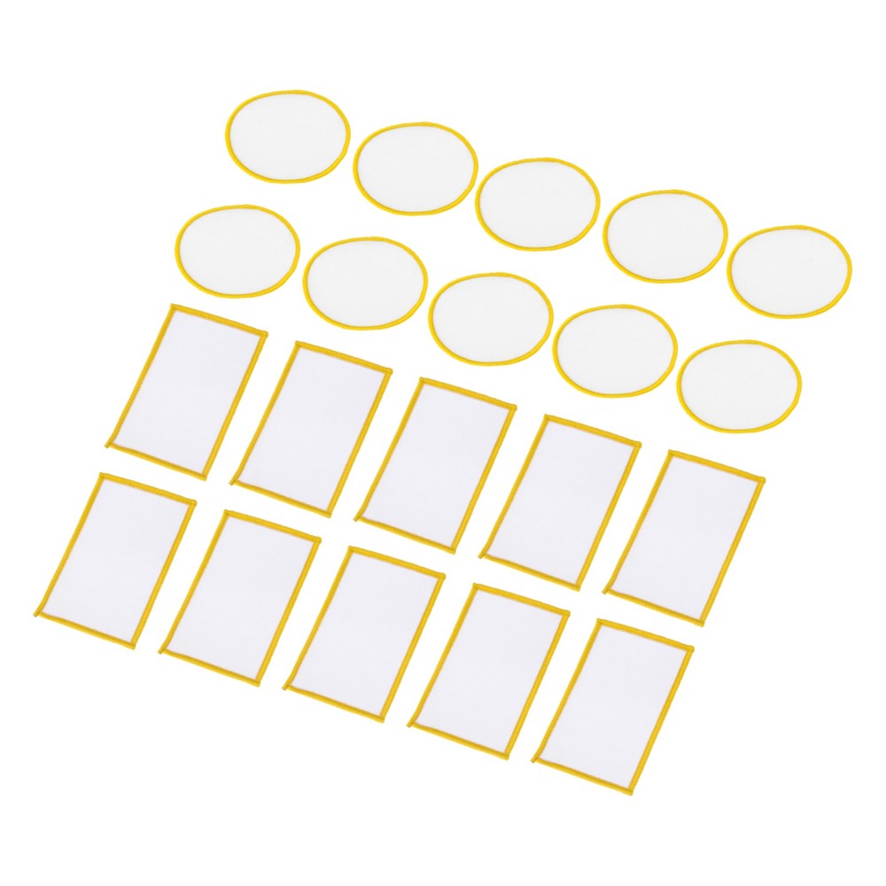 20pcs Sublimation Patch Blank, Fabric Iron-on White with Yellow Border