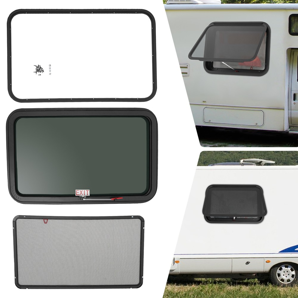 RV Exit Window Push Out Glass Camper Window Rectangular Venting Window 38-42mm