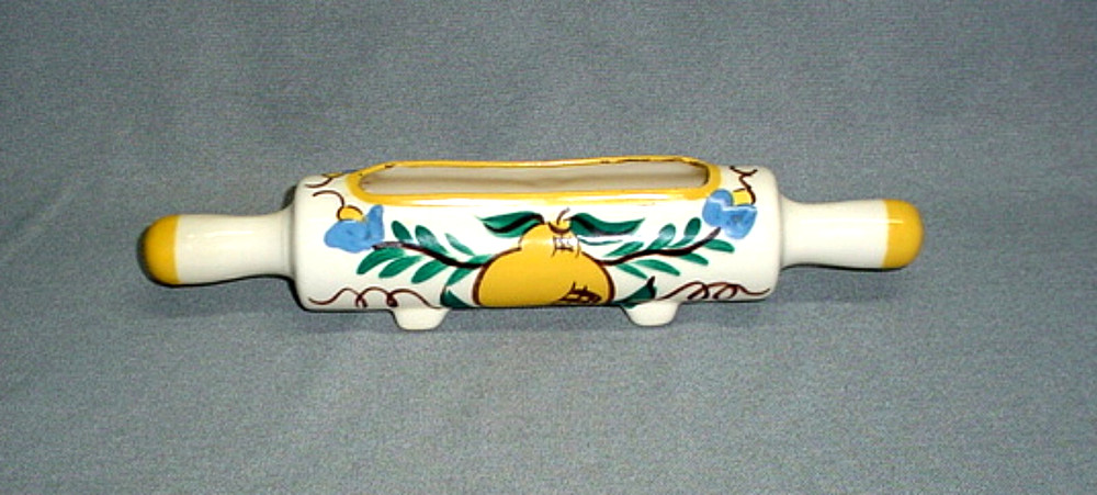 Vintage Purinton ? Ceramic Rolling Pin Planter Apple Pear