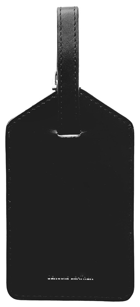 Black Genuine Top Grain Leather Luggage Tag