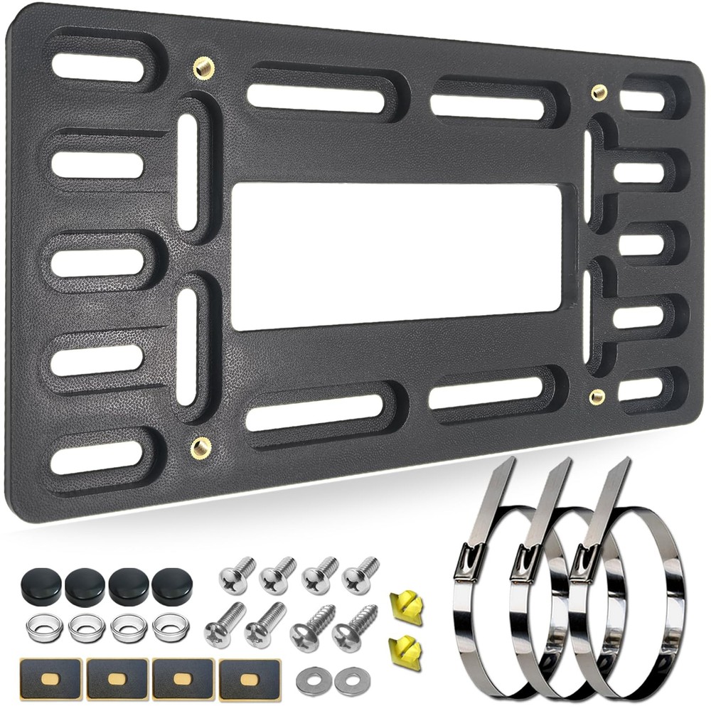 Front License Plate Bracket Holder  Universal Front Mounting Kit, Plastic Bum...