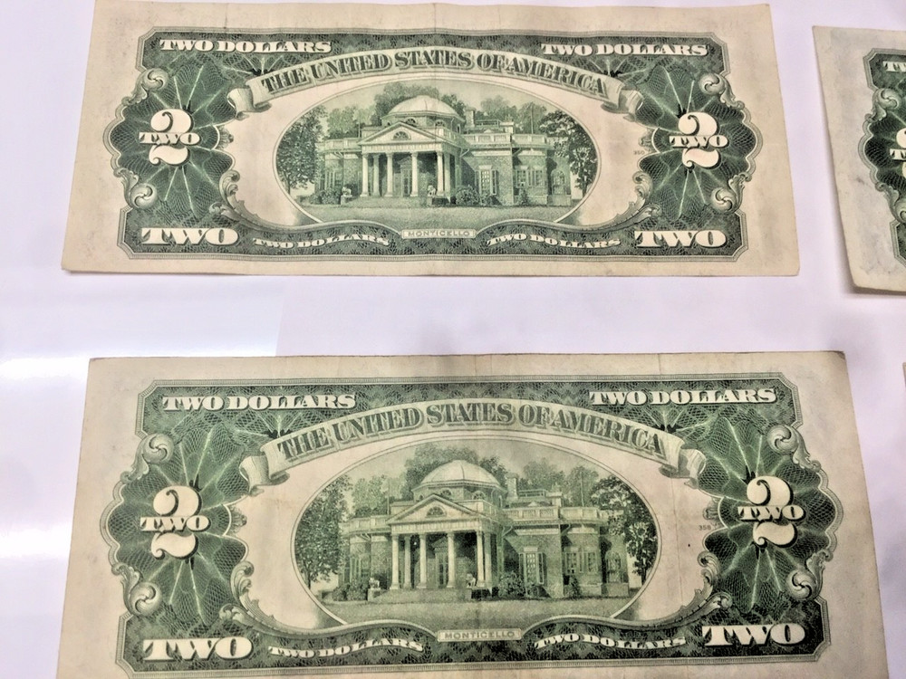 Four (4) 1928 Red Seal $2 notes- Series G