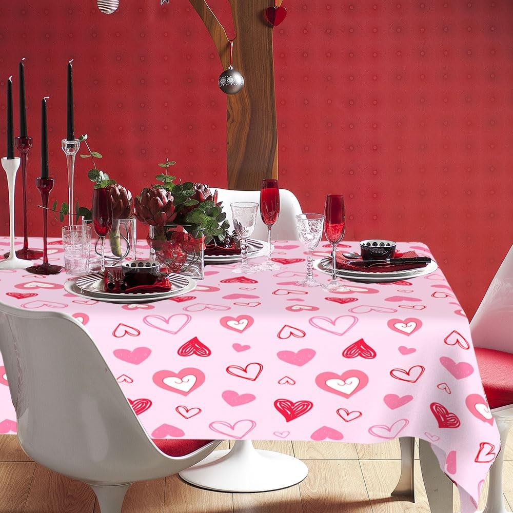 najdeiuyt Valentines Tablecloth, 2 PCS Disposable Plastic 2 Pack, Valentine