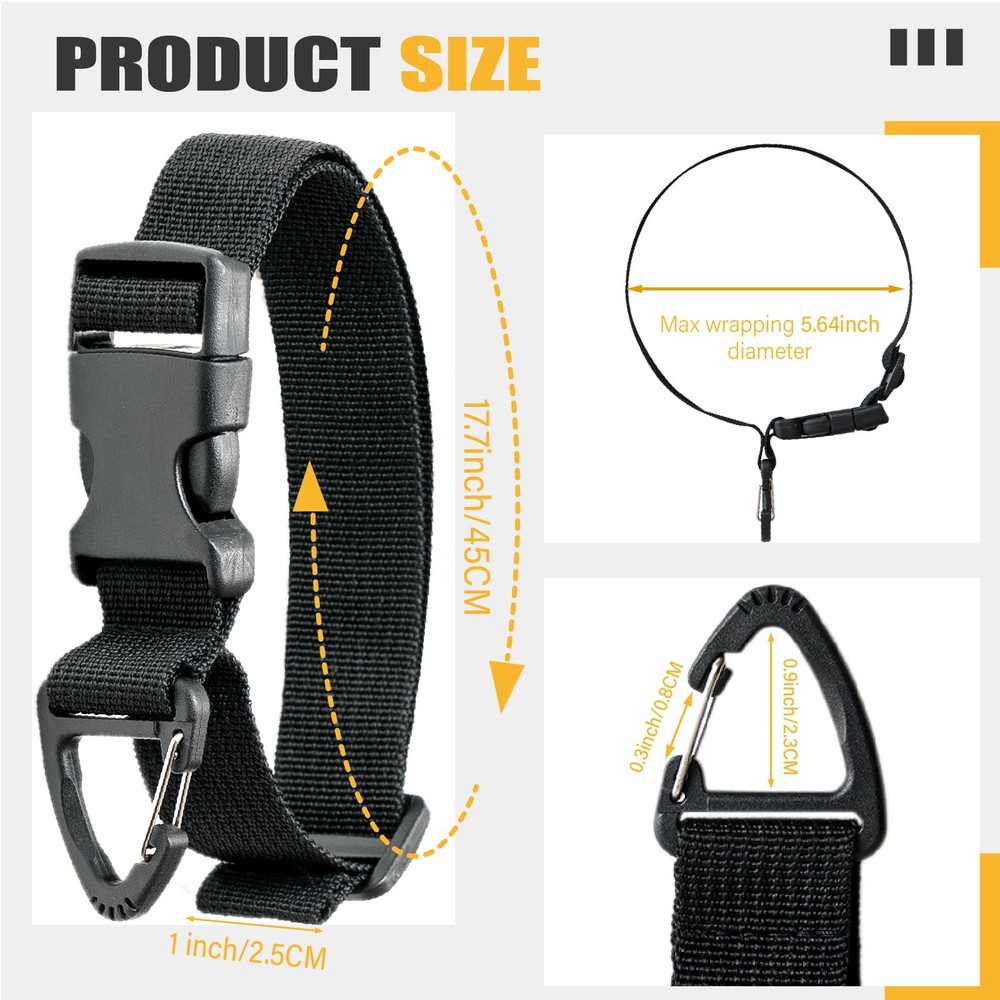 Heavy Duty Cord Organizer Straps 8-Pack 17in Adjustable w/Triangle Clips Garage