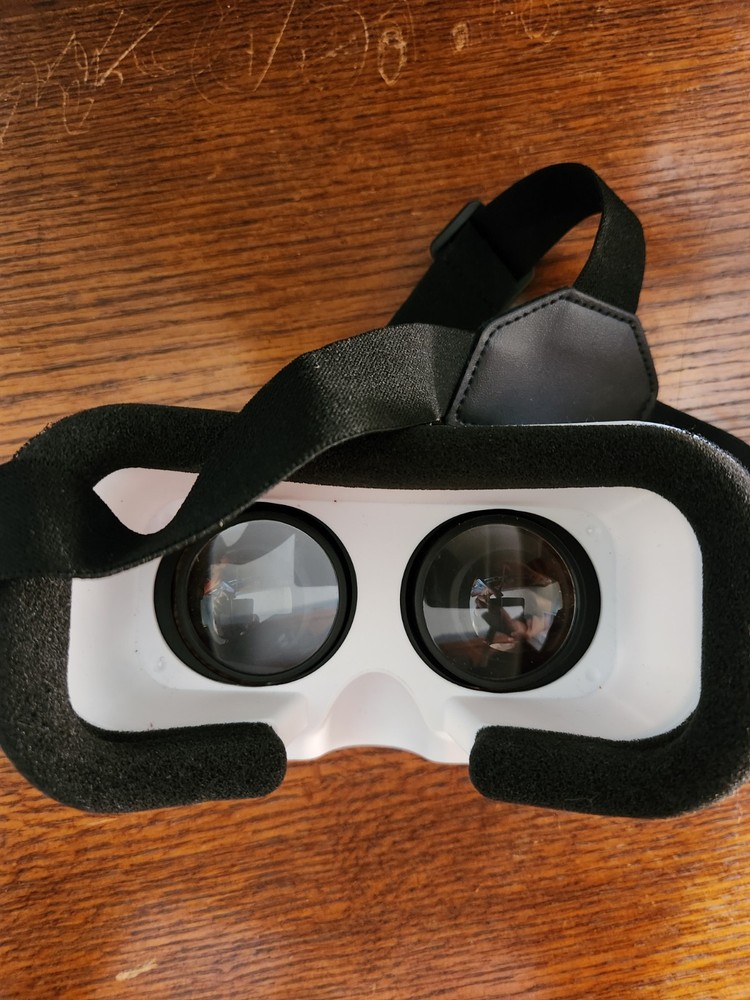 White Black Virtual Reality VR Smartphone Headset Plastic Foam Adjustable Strap