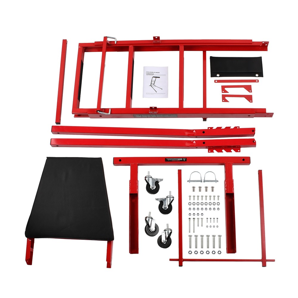 400LBS Foldable Topside Creeper 45"-66" Adjustable Height Engine Movable Ladder