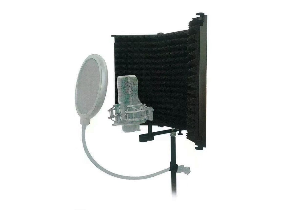 Microphone Isolation Shield, Foldable Mic Shield with Triple Sound Insulation...
