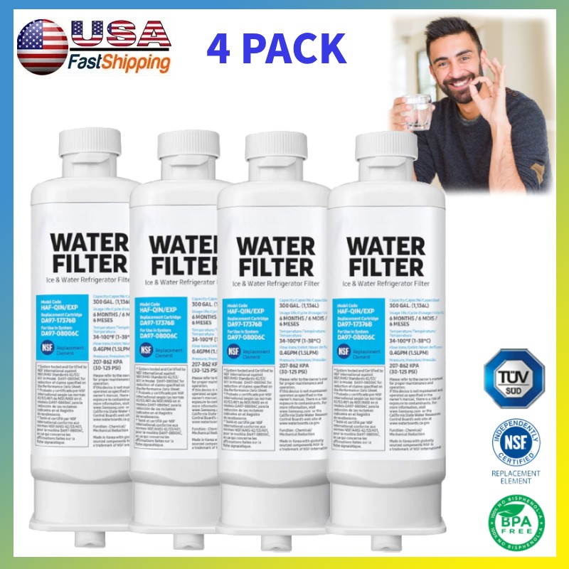 4-PACK for Samsung DA97-17376B HAF-QIN/EXP REFRIGERATOR Water Filter