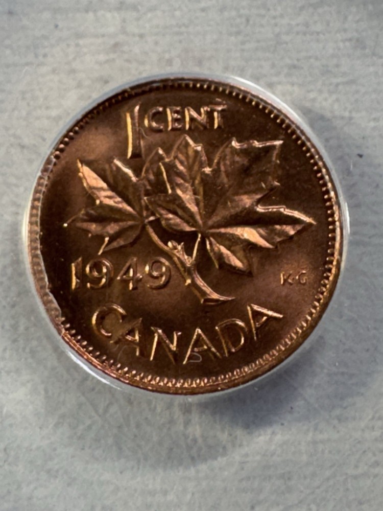 1949 Canada 1 Cent Graded MS 65 RD by ANACS