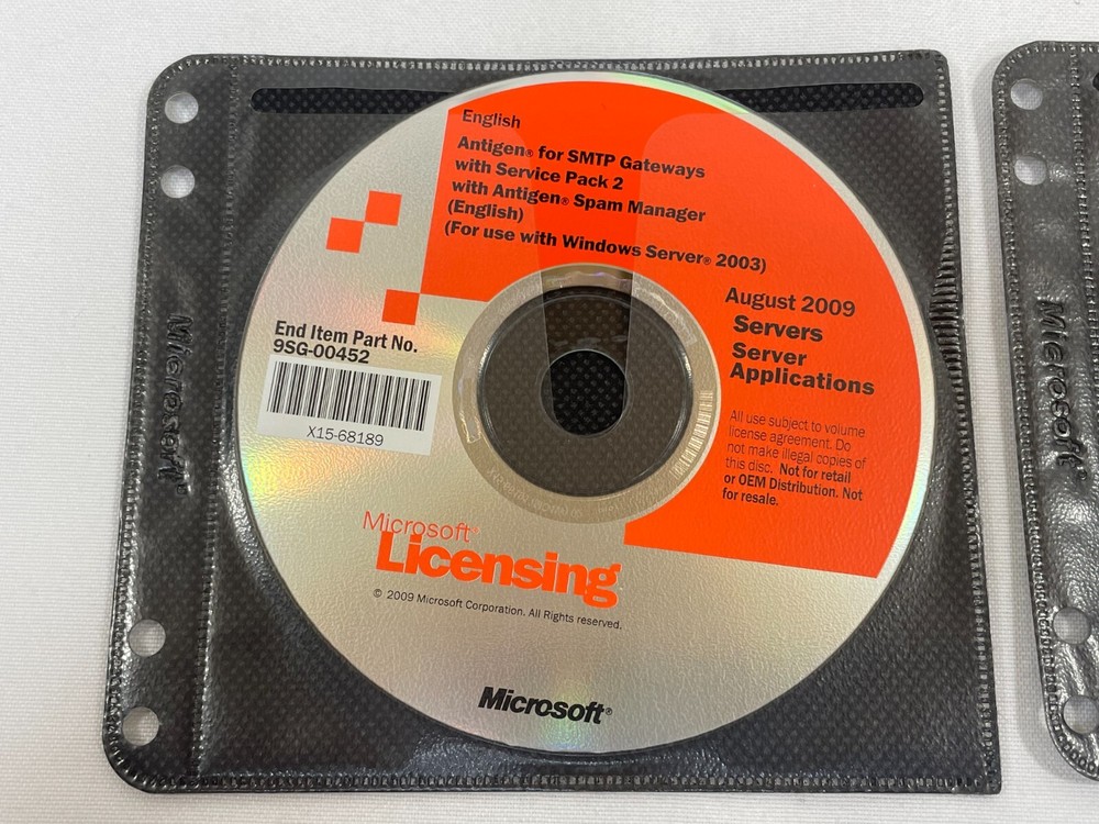 Microsoft Antigen for SMTP Gateways with Service Pack 2 Windows DVD Aug 2009