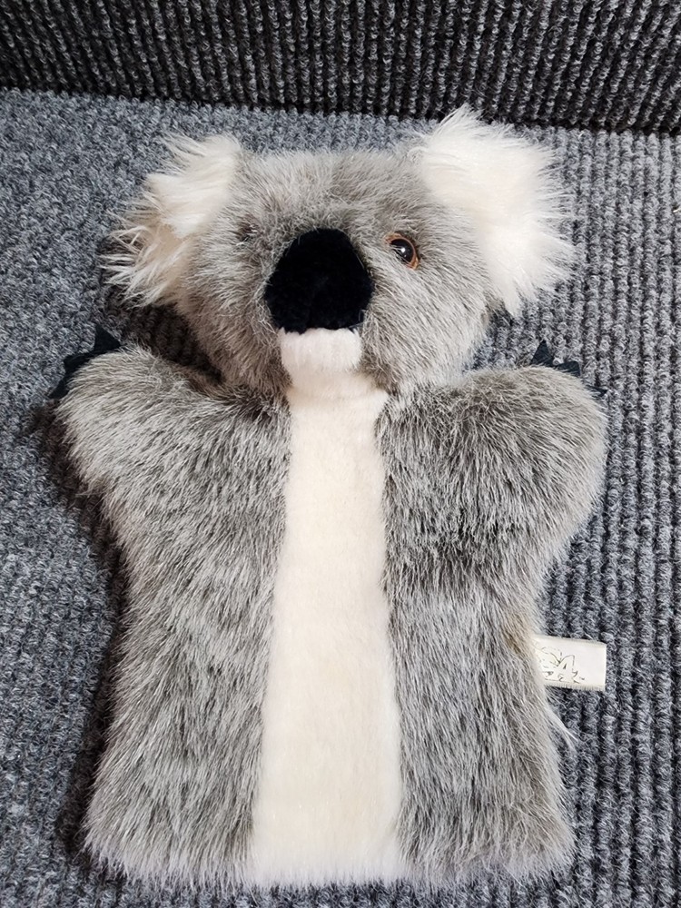 Vintage Koala Bear Plush Hand Puppet  Aussie Australia Gray White .