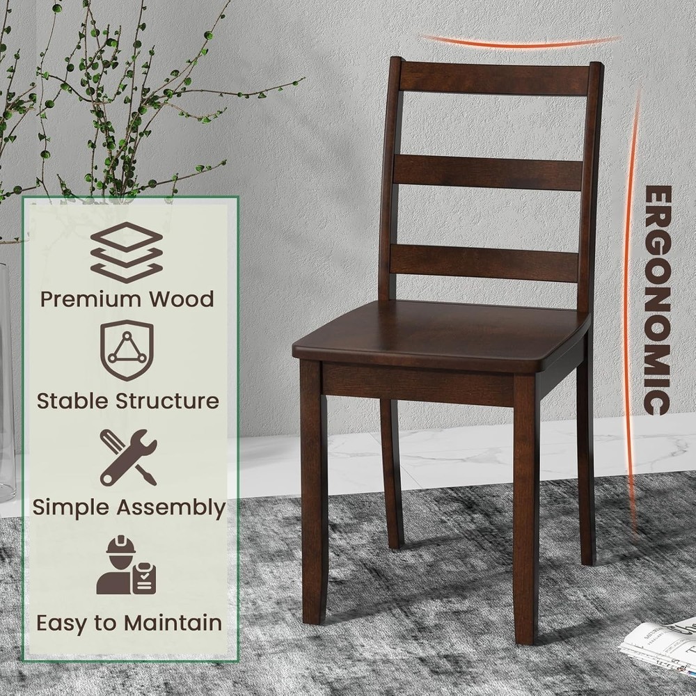 核桃木餐椅4件套无臂农舍梯背