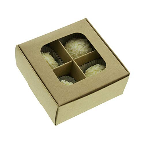 Mini Truffle Boxes with Window and Dividers - Extra Small - Four Kraft