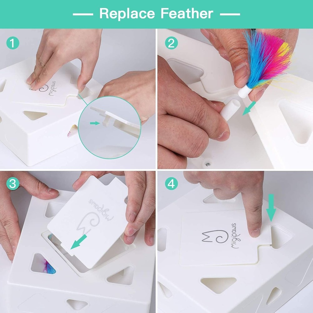 Migipaws Upgrade Rainbow Feather Replacement for Automatic Refill, Colorful