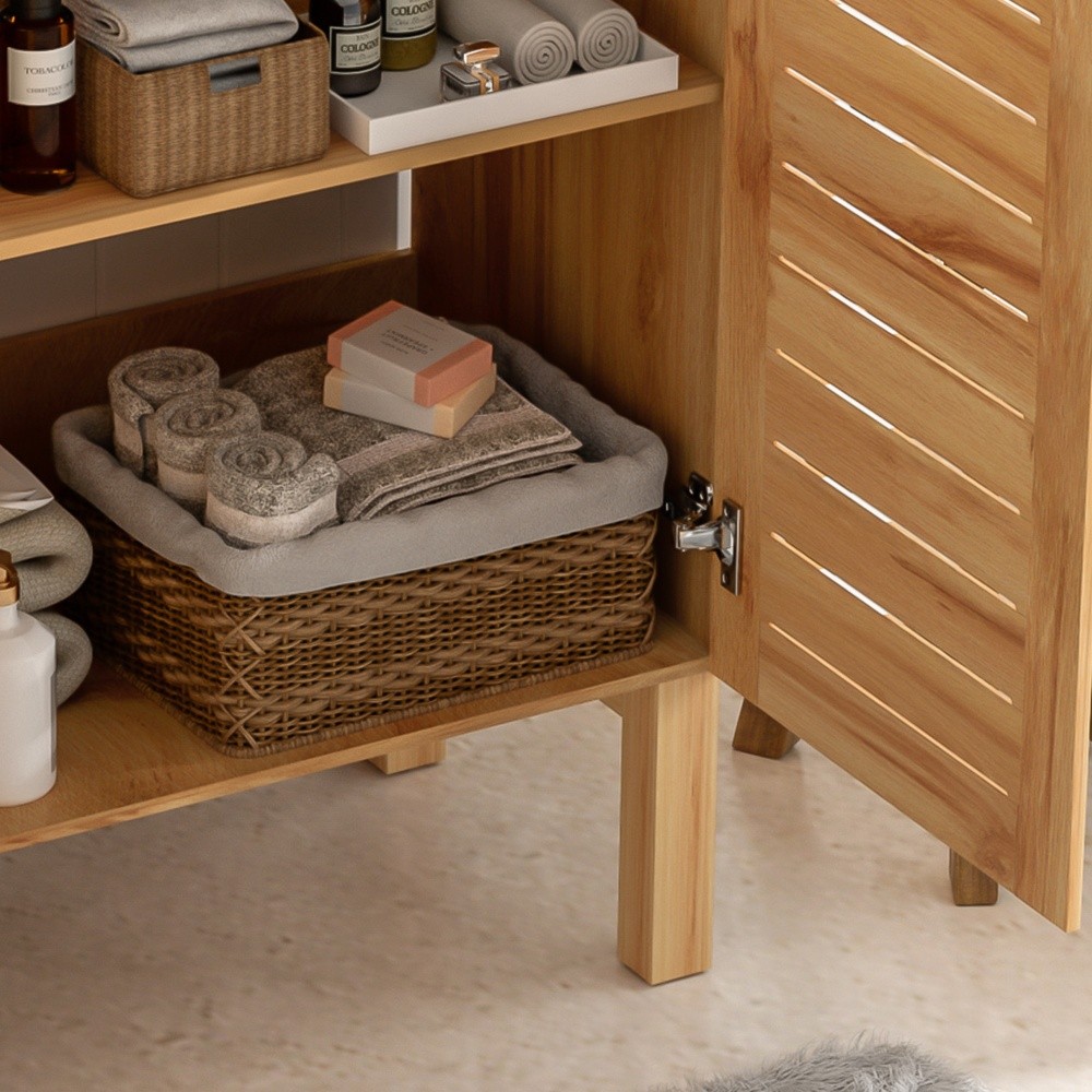 Bathroom Vanity with Ceramic Sink Features 2 Doors and Ample Storage Space