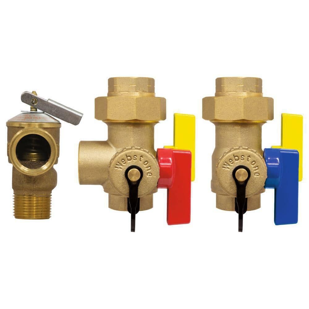 Webstone 3/4 in. EXP Ultra-Compact Tankless Water Heater Valve Kit, Brass Valves