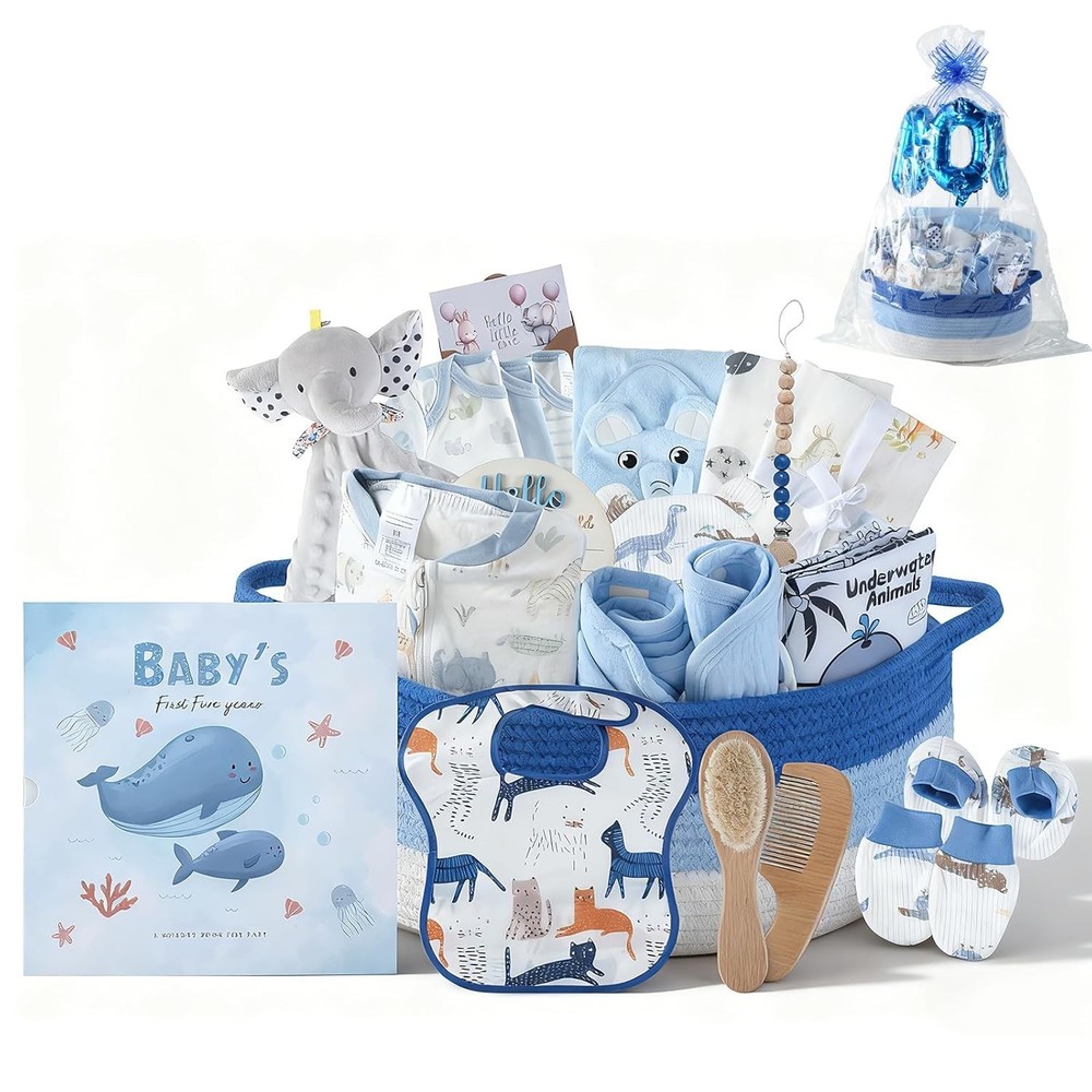 25-Pcs Luxury Baby Gift Basket Set