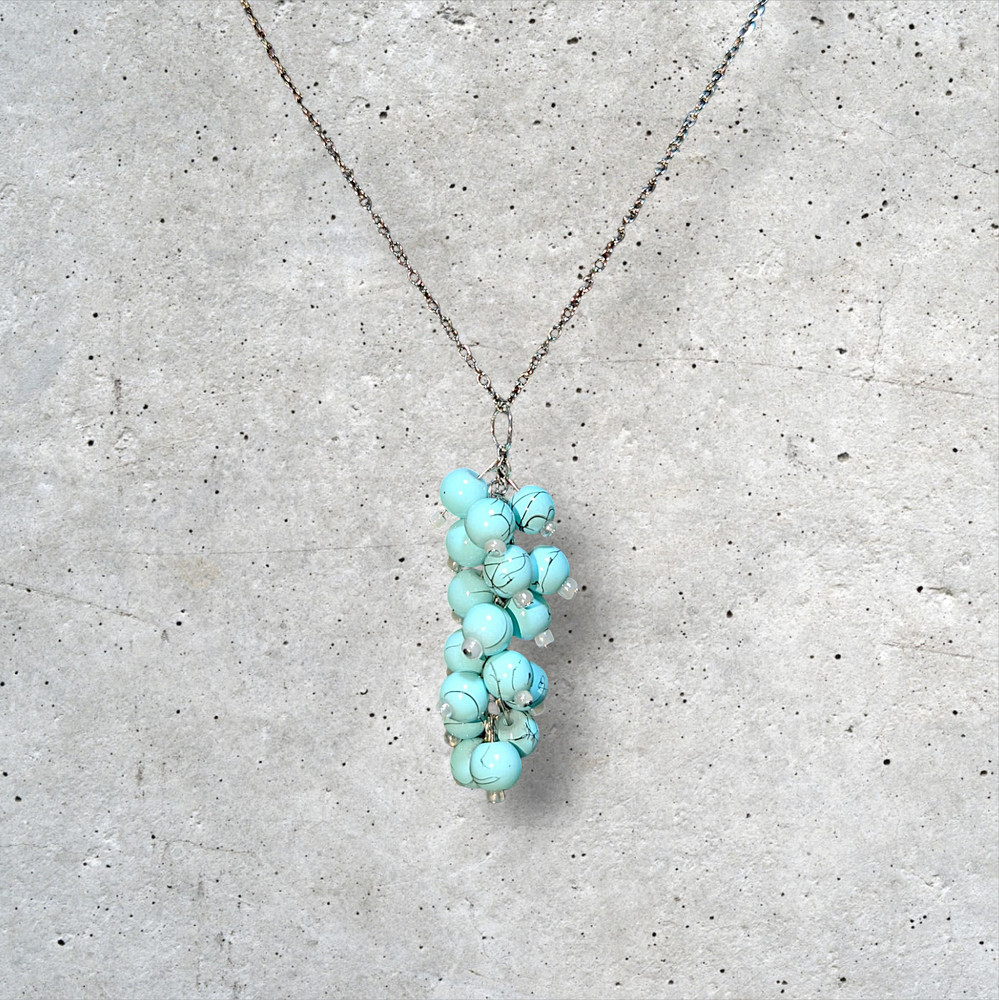 Celeste Aqua Grape Vine Necklace