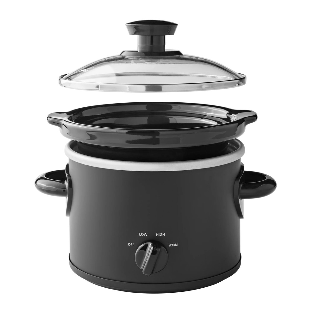 2 Quart Manual Slow Cooker, Durable Matte Black Finish