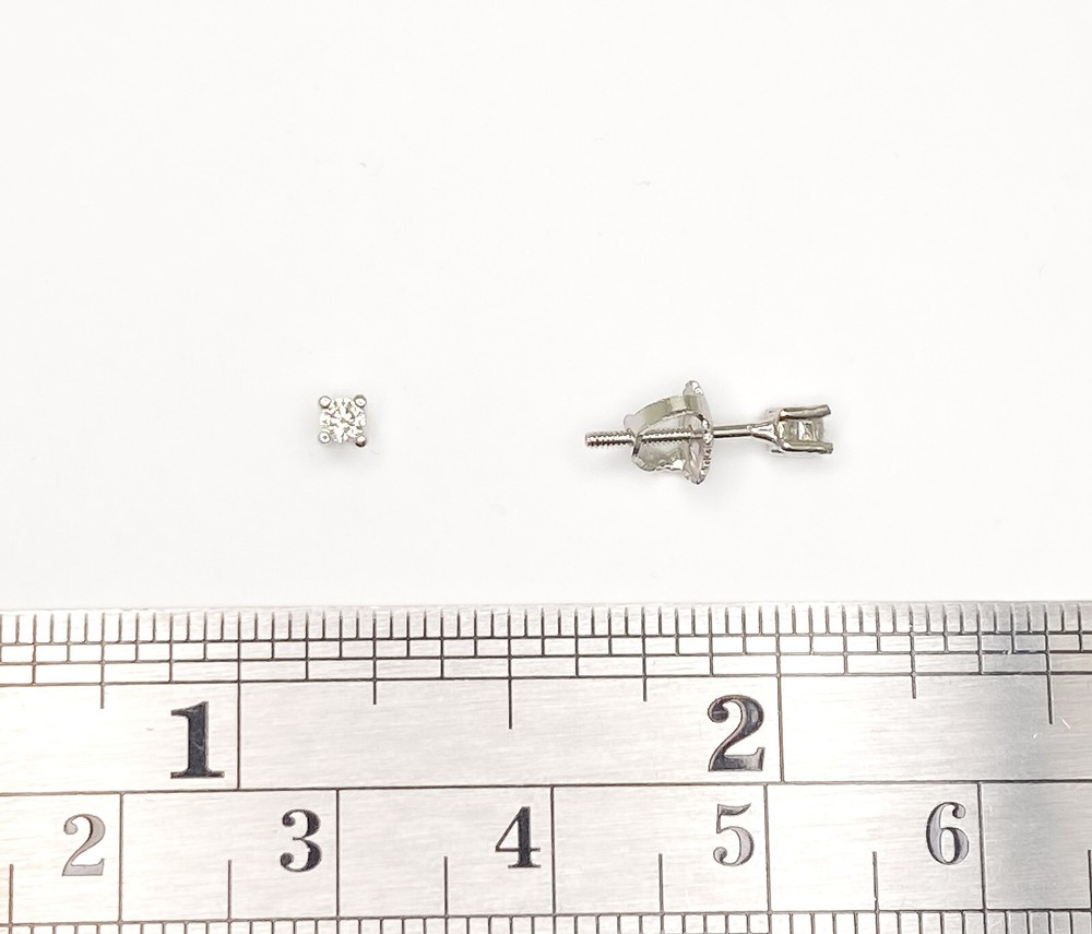 2 mm Round Lab Created Diamond Sterling Silver Screwback Small Stud Earrings