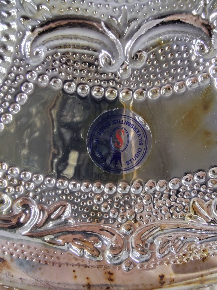 VTG Round Silver Plated By Silversmith Studio Passover Seder Platter 13" ST33