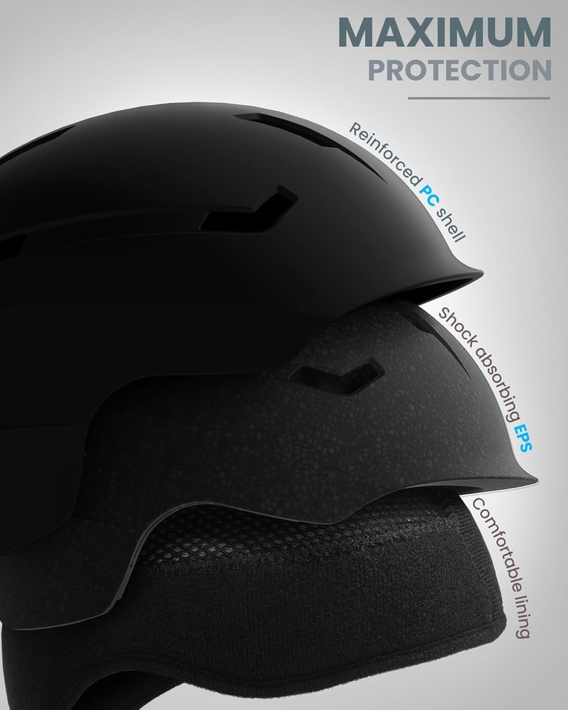 Ski & Snowboard Helmet Set with Goggles - Durable, Protective & Ventilated