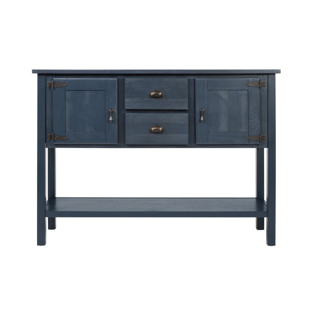 46'' Retro Solid Wood Sideboard Console Table w/Bottom Shelf & Storage Cabinets