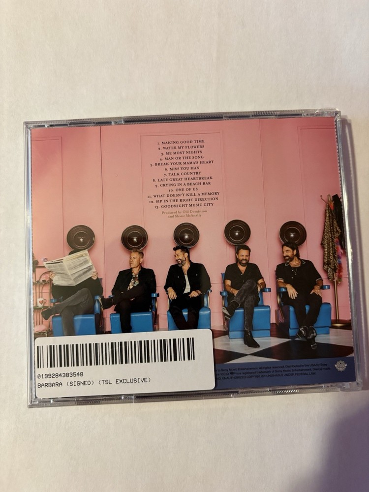 Old Dominion - Barbara - Band Signed CD Cover 2025