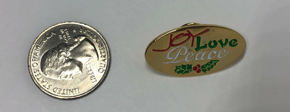 Joy Love Peace Holly Pin