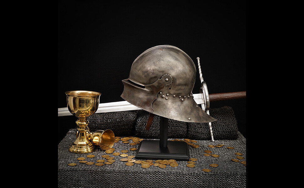 Wooden Helmet Stand for Display Head Armor Solid Knight Medieval Black Stand