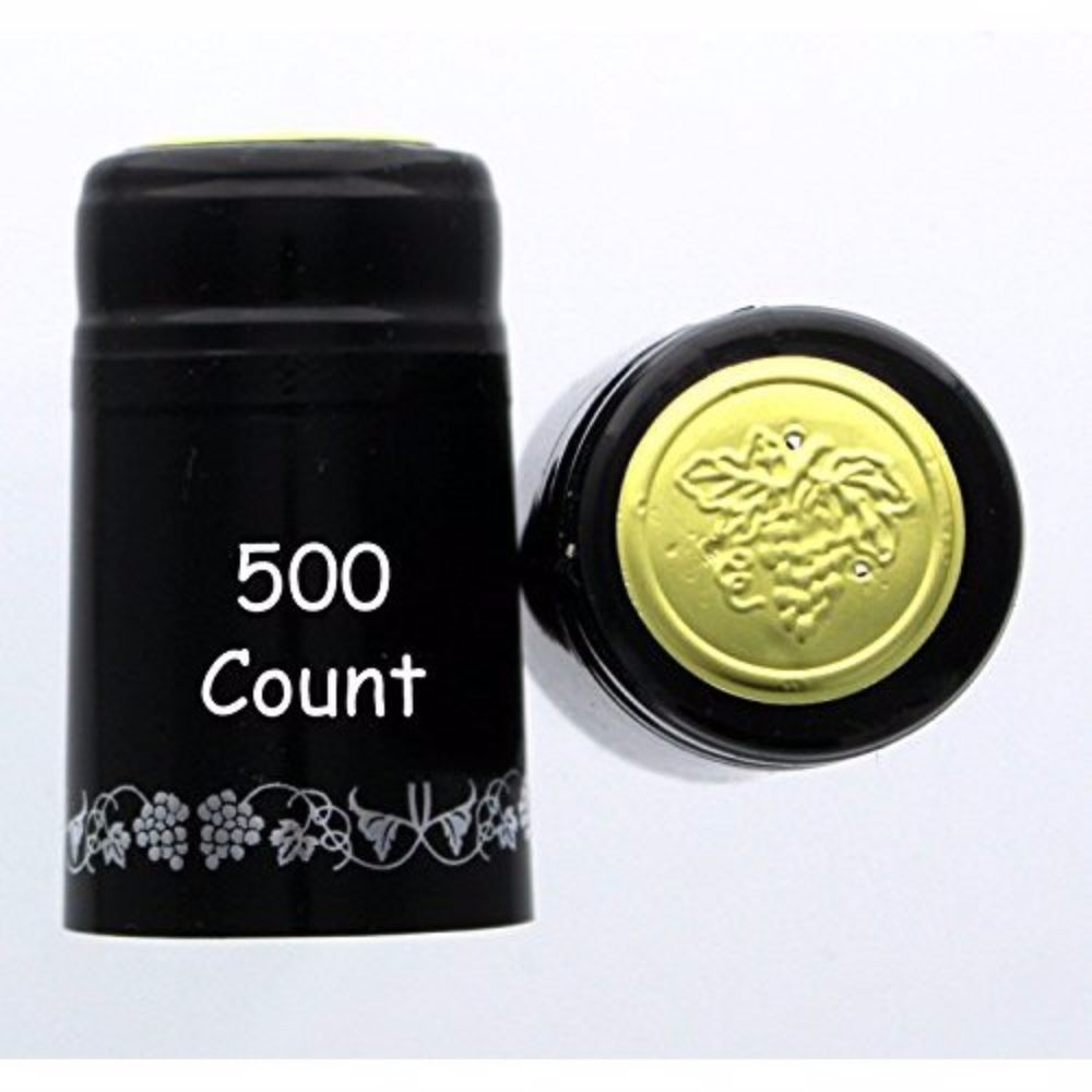 Black With Silver Grapes PVC Shrink Capsules-500 Count