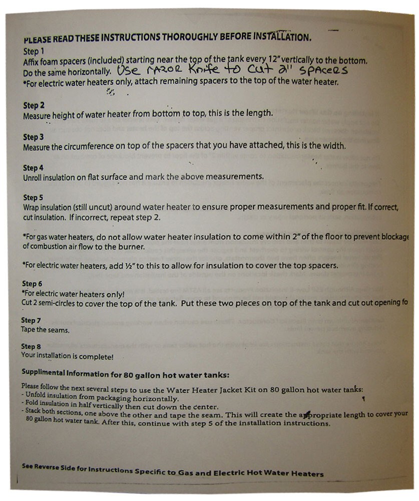 Water Heater Insulation Blanket Jacket Cover Fit 40 50 60 80 Gallons Tank R-8