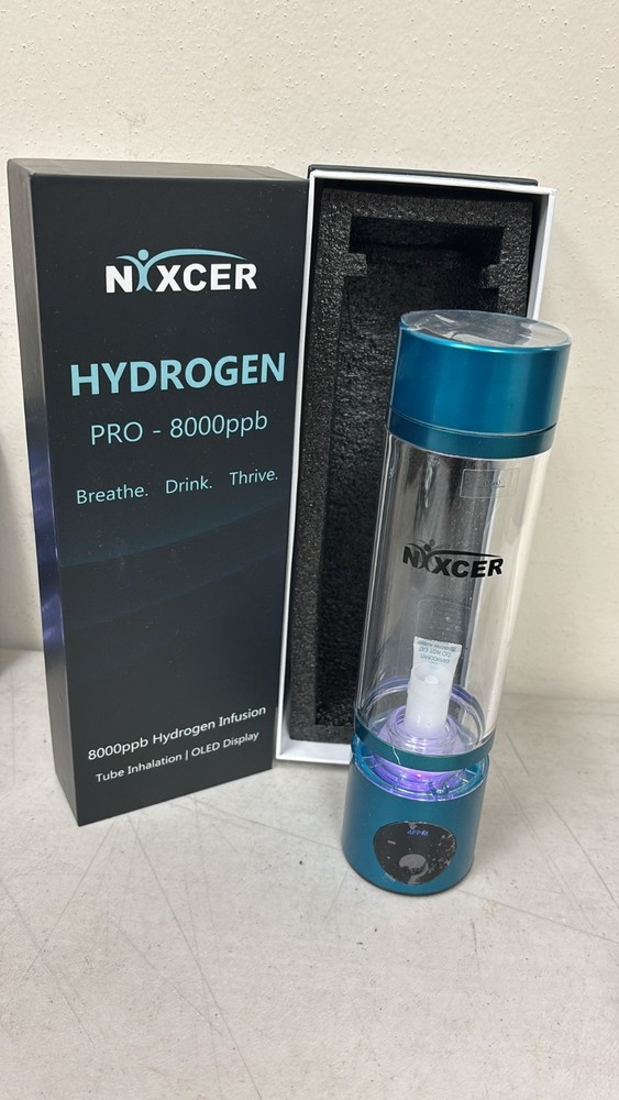 Nixcer Portable Hydrogen Water Pro Bottle 8000PPB H2, OLED, 5/10 Min Mode, USB-C