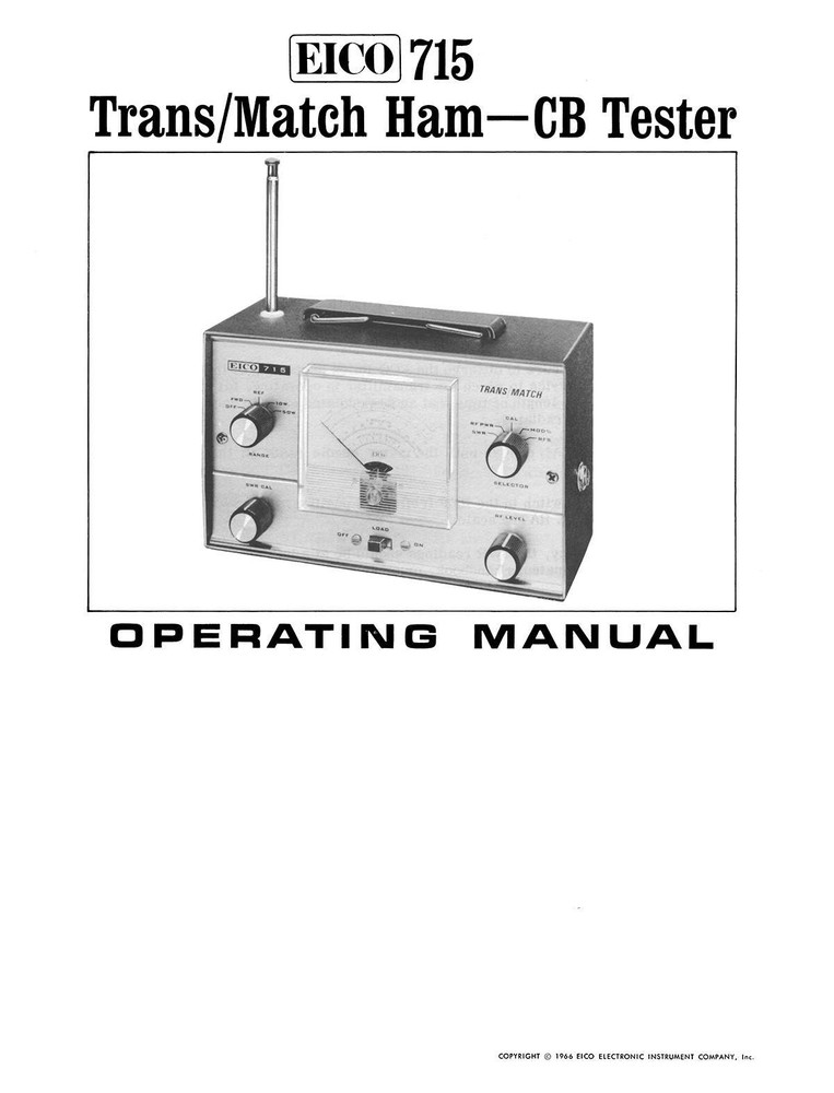 EICO Model 715 Trans-Match Tester Operating Manual